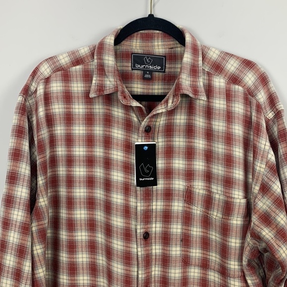 Burnside Mens Plaid Long Sleeve Button Down Shirt - Picture 2 of 9
